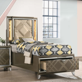 Skylar Twin Bed W/Led & Storage 25340T