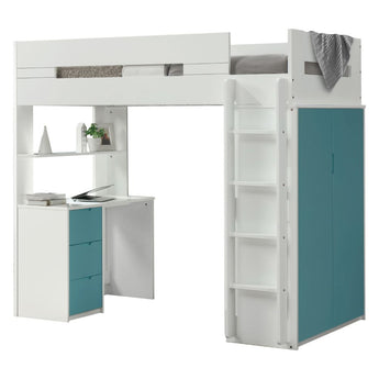 Nerice Twin Loft Bed W/Desk & Wardrobe 38045