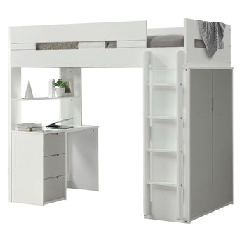 Nerice Twin Loft Bed W/Desk & Wardrobe 38050