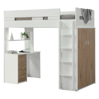 Nerice Twin Loft Bed W/Desk & Wardrobe 38055