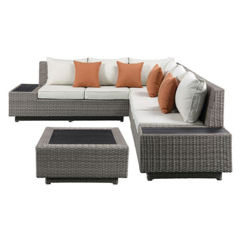 Salena Patio Sectional Sofa W/4 Pillows & Coffee Table 45020