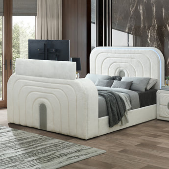 Shelyn Queen Bed w/LED, TV Cabinet, Fireplace & Bluetooth BD04752Q