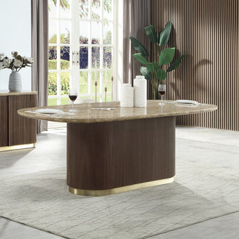 Clayten Dining Table w/Natural Marble Top DN07000