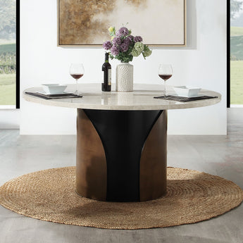 Rufina Round Dining Table w/Marble Top DN07030