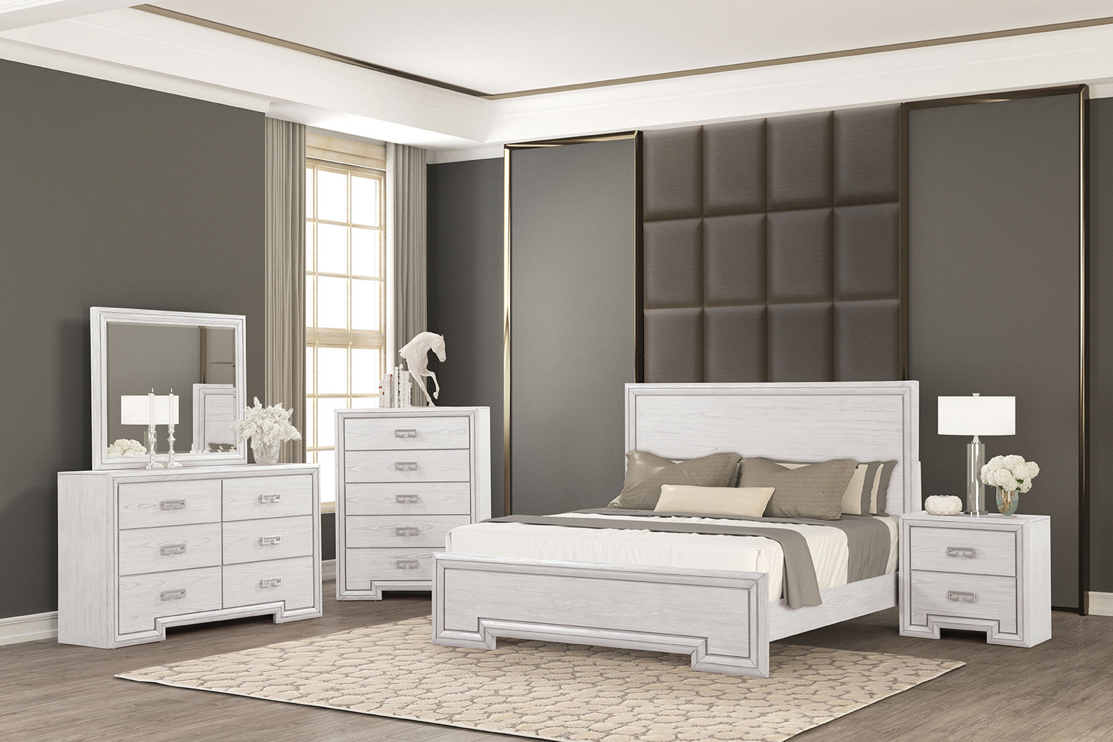 BASILONE - 4 Pc. Queen Bedroom Set - FM7440WH-Q-4PC
