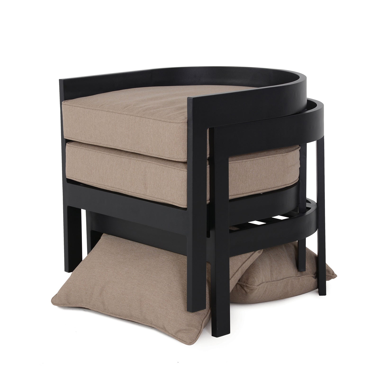 LOTUS - 3 Pc. Patio Set, Black/Light Brown - GM-1024BK-3PK