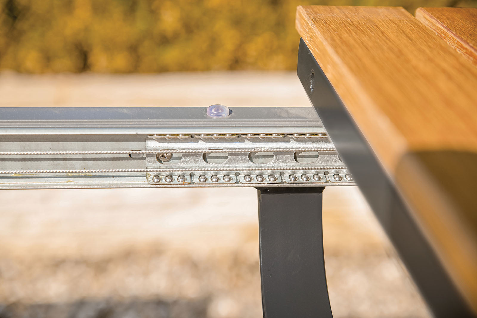 MACKAY - Patio Dining Table, Gun Metal/Natural Teak - GM-2001