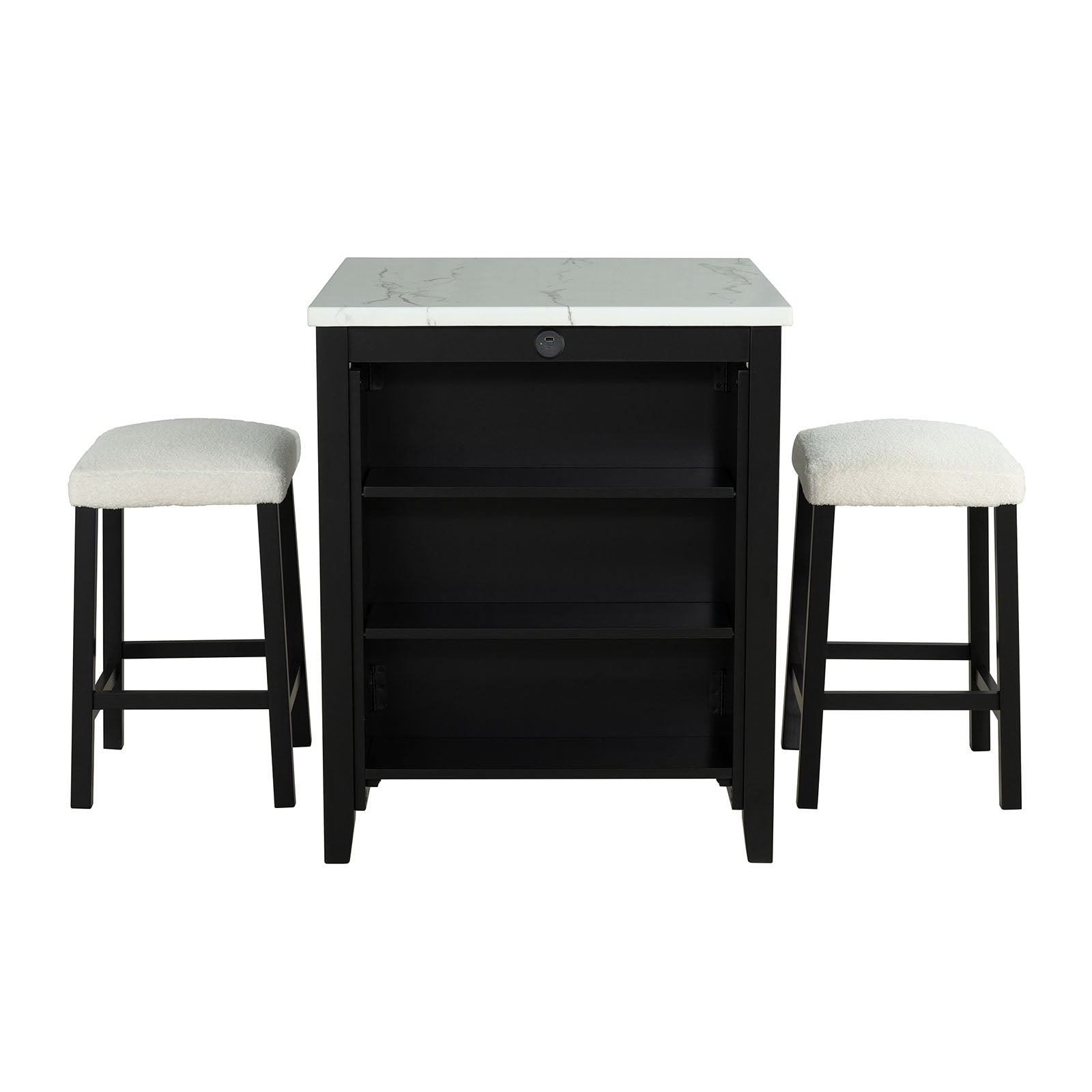 CHALCEDONY - 3 Pc. Counter Ht. Table Set w/ USB - SL3401BK-PT-3PK