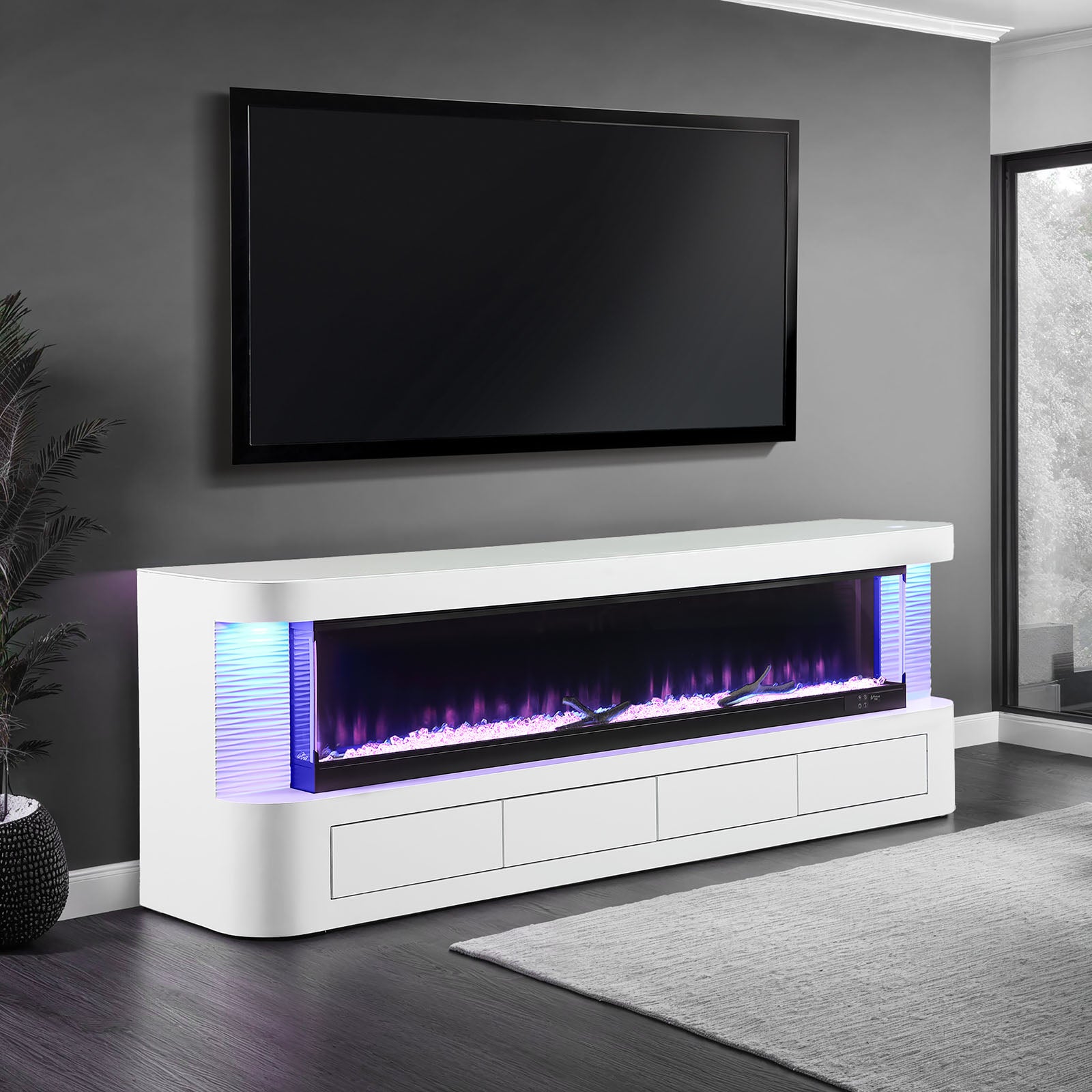 LUKEN - 71" TV Stand w/ Electric Fireplace - FM-AC8010WH-TV