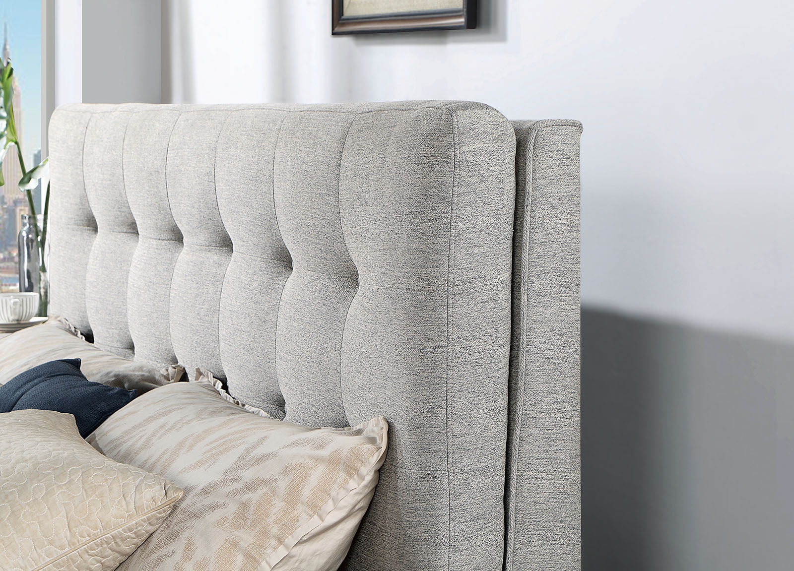 LEOMIN - E.King Bed - CM7241GY-EK-BED