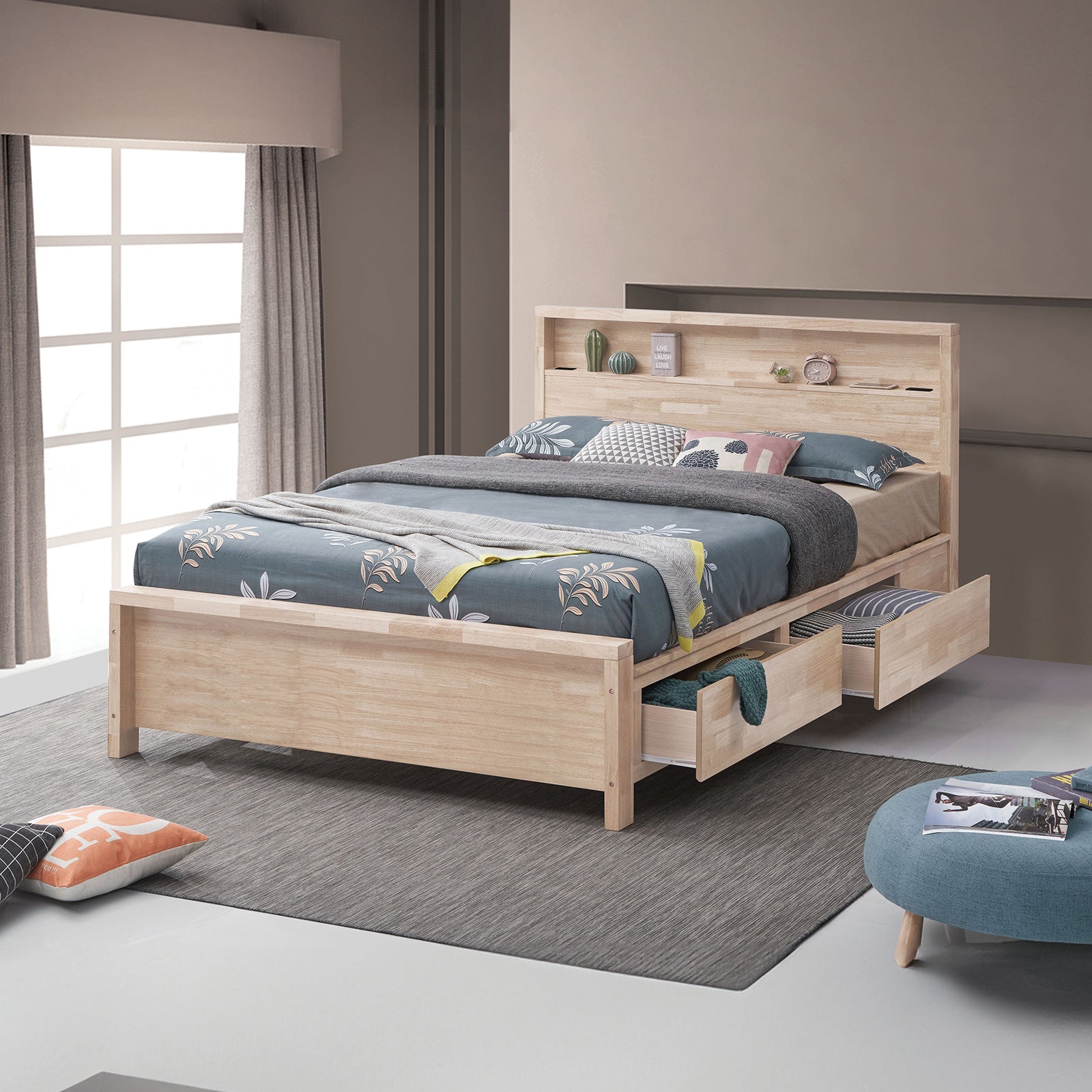 GRANGE - Queen Bed, White Wash - FM7109WH-Q-BED