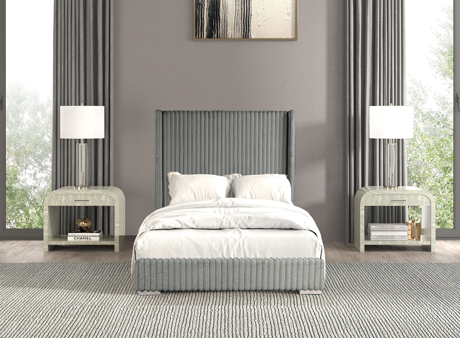 CADWELL - E.King Bed, Gray - FM7120GY-EK