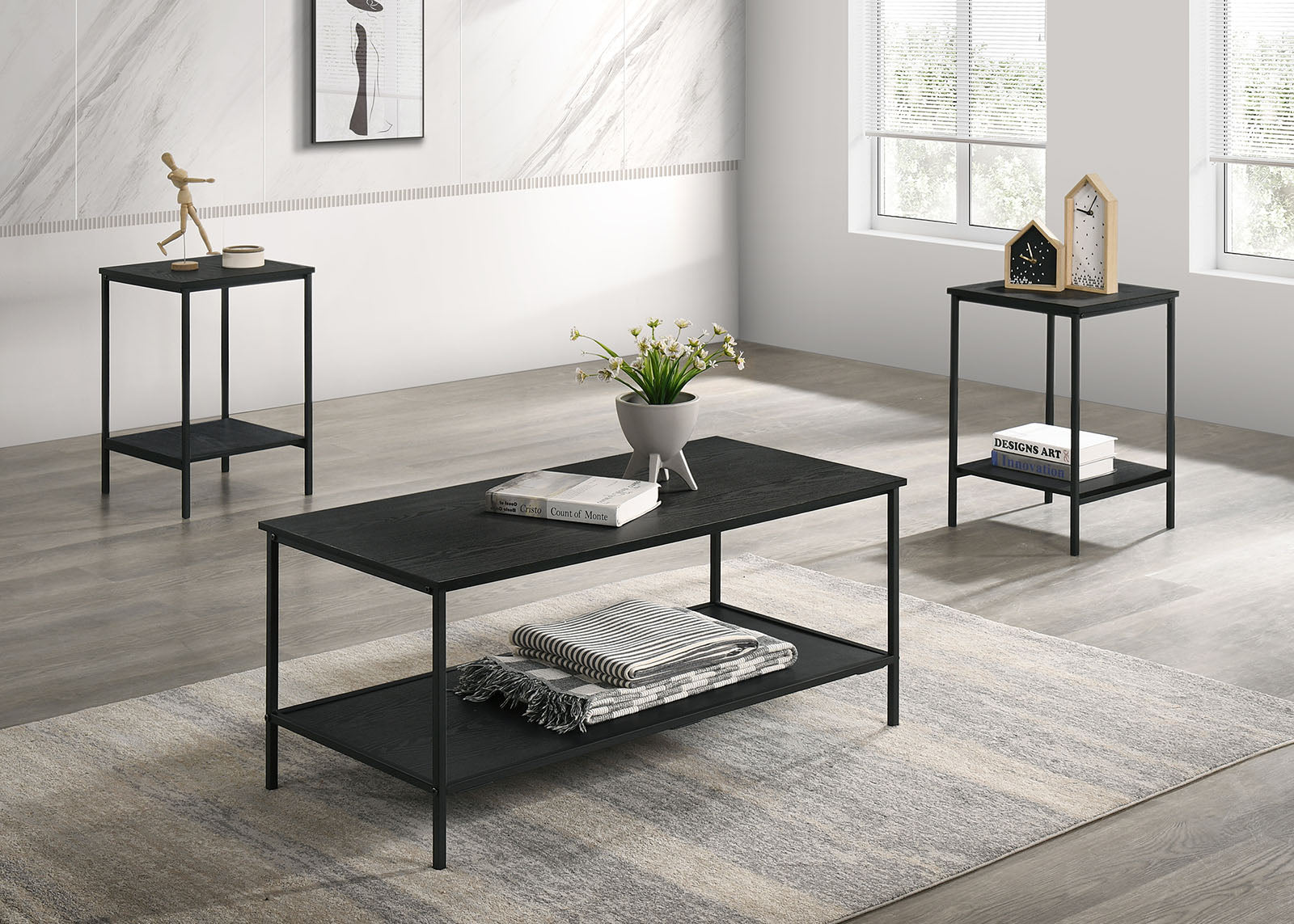 PALLAS - 3 Pc. Table Set - FM42903BK-3PK