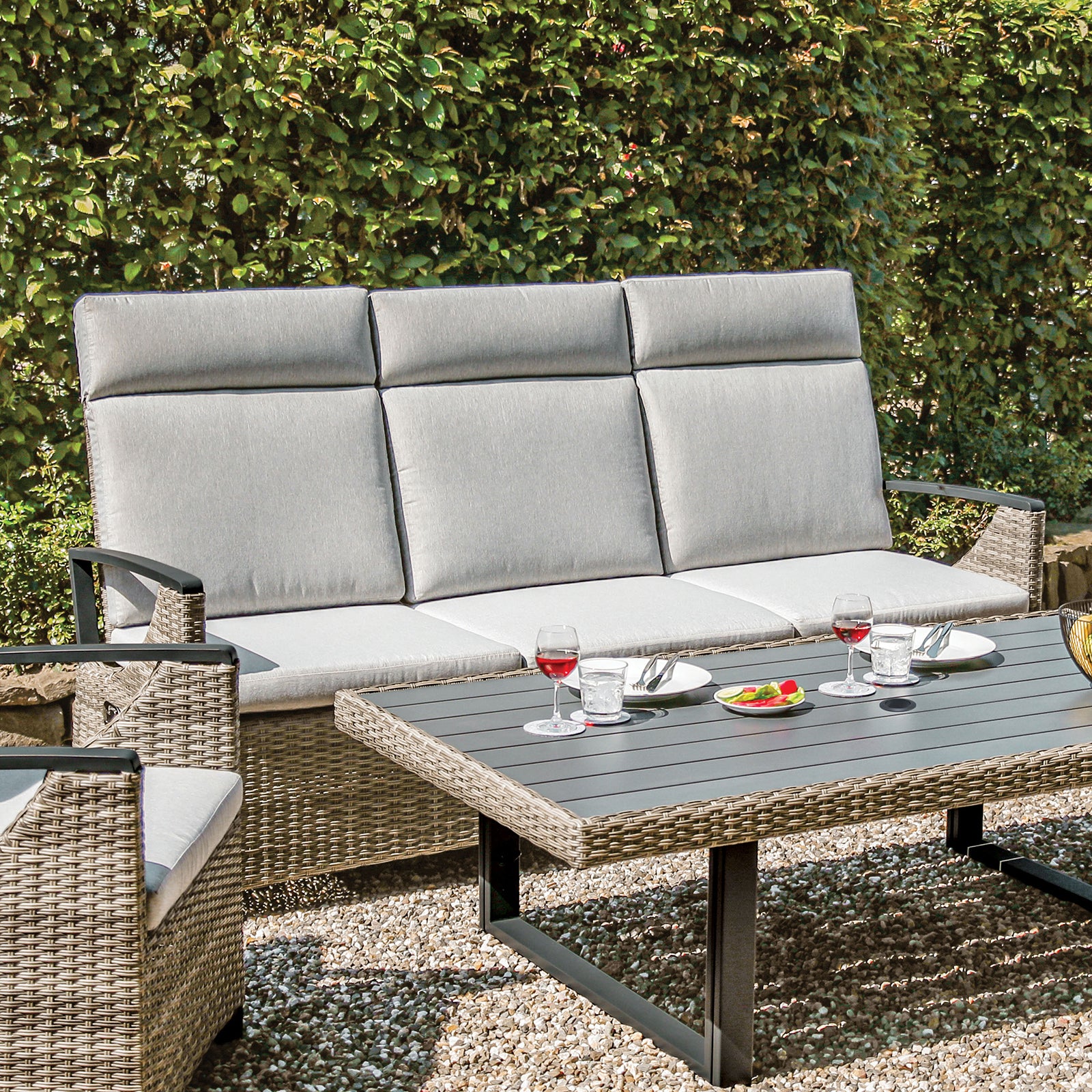 ANTIGUA - Sofa, Gun Metal/Brown/Gray - GM-1004