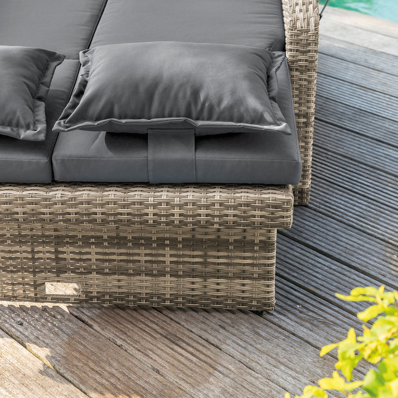 BAHIA TOBAGO - Reclining Chaise Lounge, Brown/Dark Gray - GM-1009BR