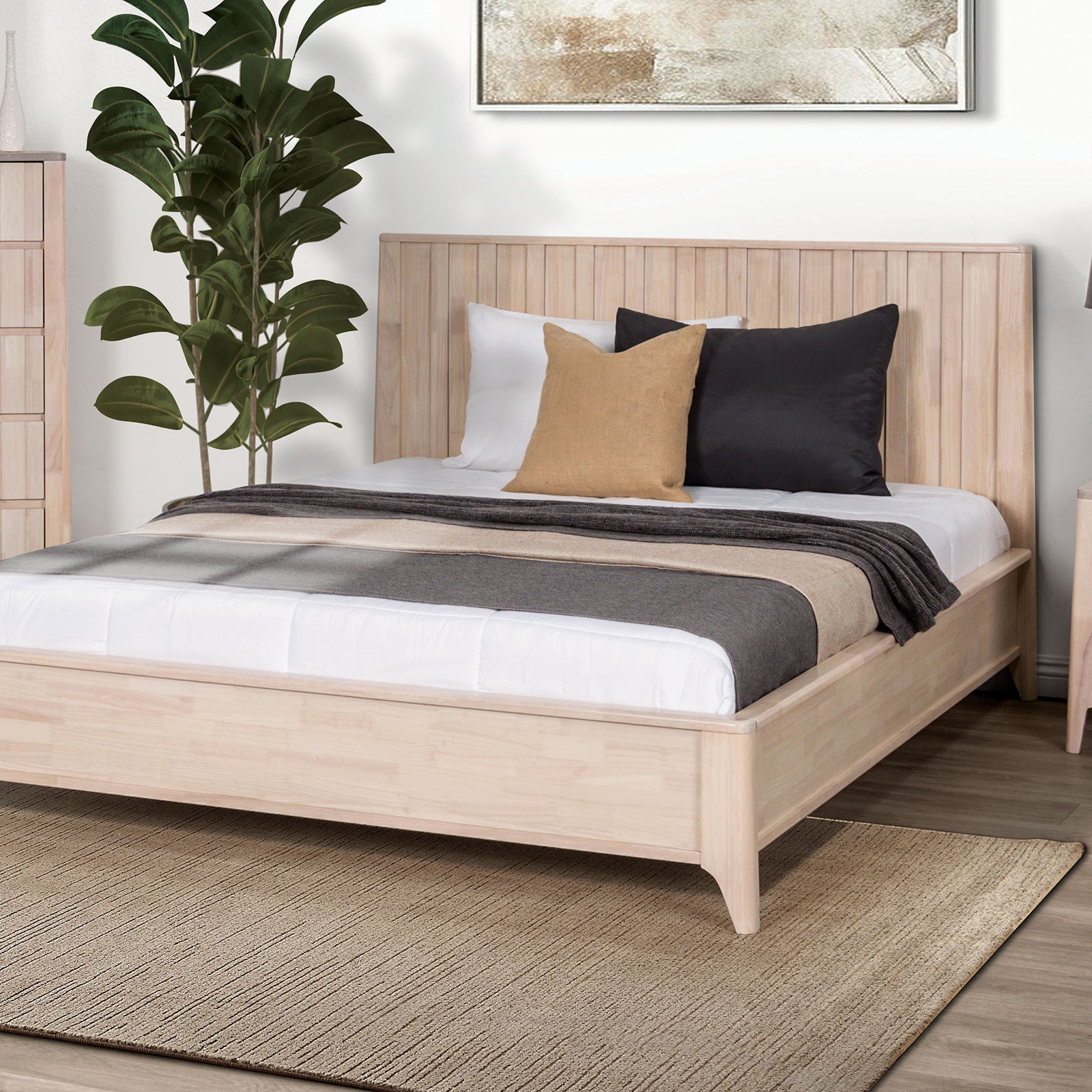 GERVAIS - Queen Bed, White Wash - FM7105WH-Q-BED