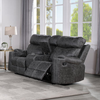 Hirah Motion Loveseat w/Console & USB Port LV02571