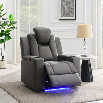 Leuco Power Motion Recliner w/Cup Holder, Control, LED & Power Headrest LV02834