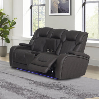 Wendell Power Motion Loveseat w/Console, Wireless Charger, Storage, USB & LED LV06221