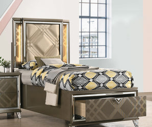 Skylar Twin Bed W/Led & Storage 25340T