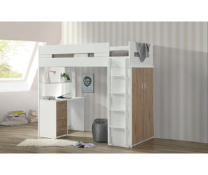 Nerice Twin Loft Bed W/Desk & Wardrobe