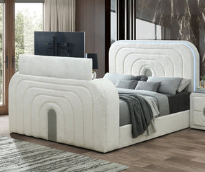 Shelyn Queen Bed w/LED, TV Cabinet, Fireplace & Bluetooth BD04752Q