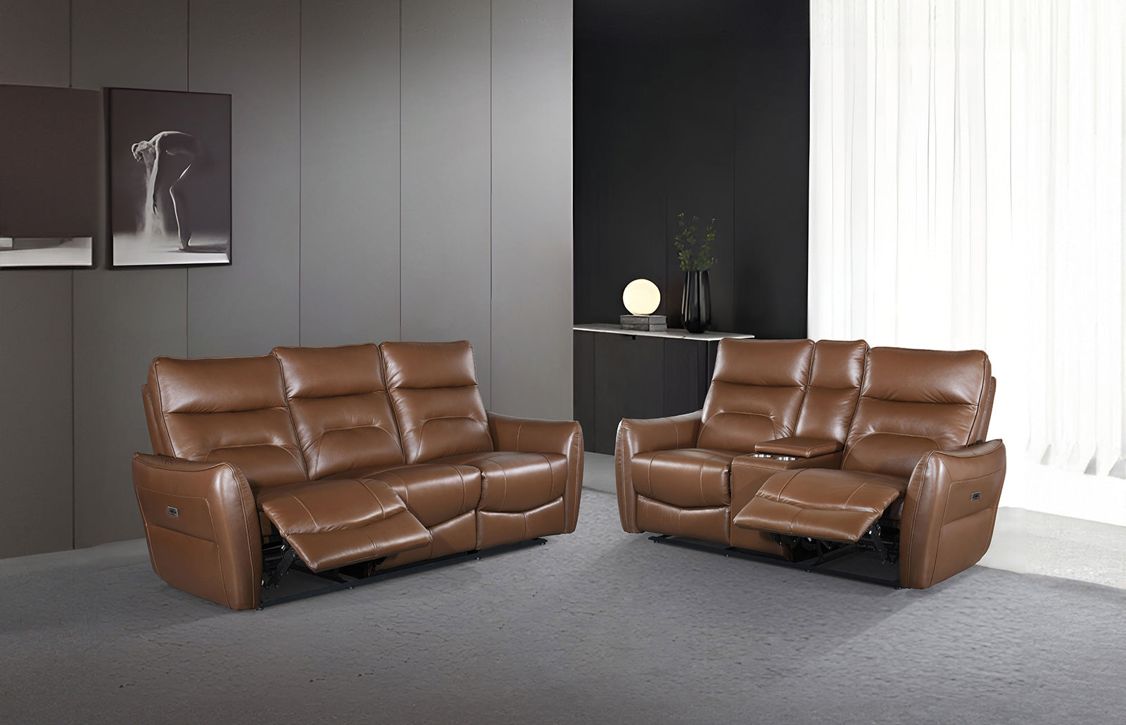 TERENTIUS - Power Sofa + Loveseat - FM69006BR-PM-2PC