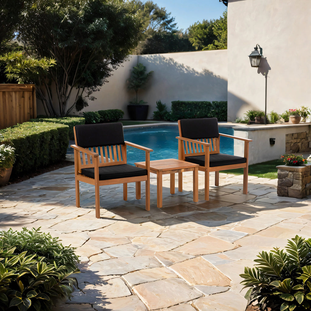 NOTO - 3 Pc. Patio Set, Natural/Black - GM-1018-3PK