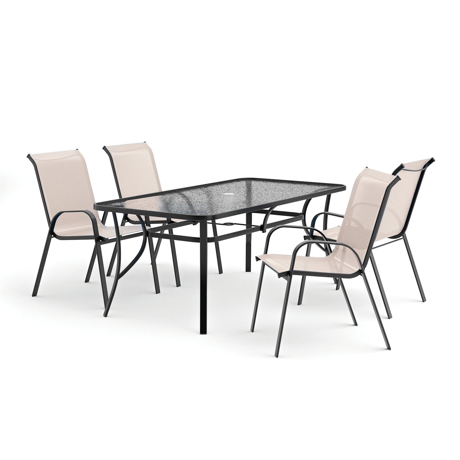 PIERRO - 5 Pc. Outdoor Dining Set, Beige - LA-D012BK-5PC-SV