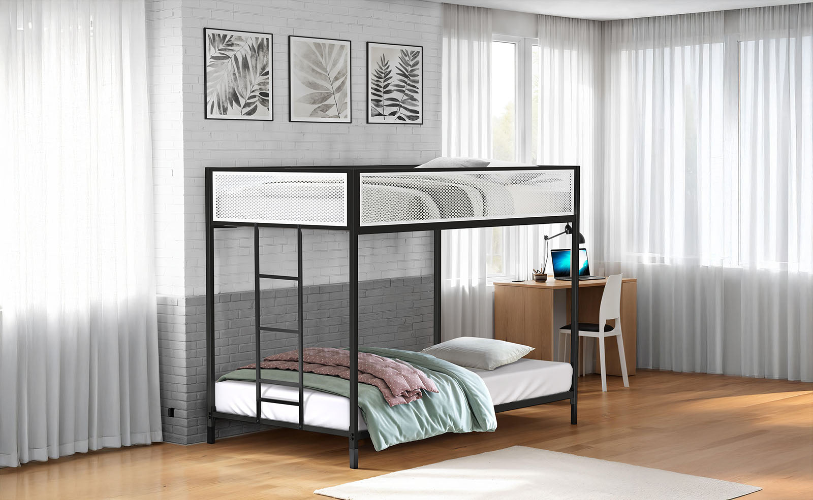 SOUTHALL - Twin/Twin Metal Bunk Bed - FM-BK1201BK-TT