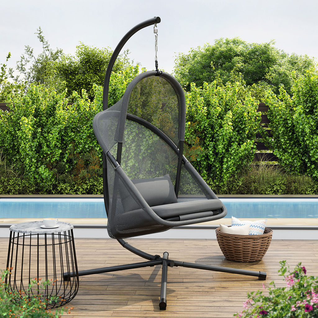 CRUSH - Swing Chair w/ Stand, Dark Gray - GM-1011DG-SET