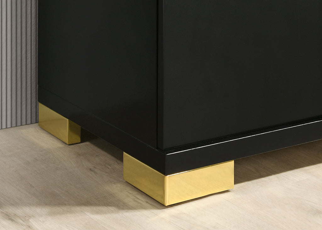 LILLESTROM - E.King Bed, Black/Gold - FM7217BK-EK-BED