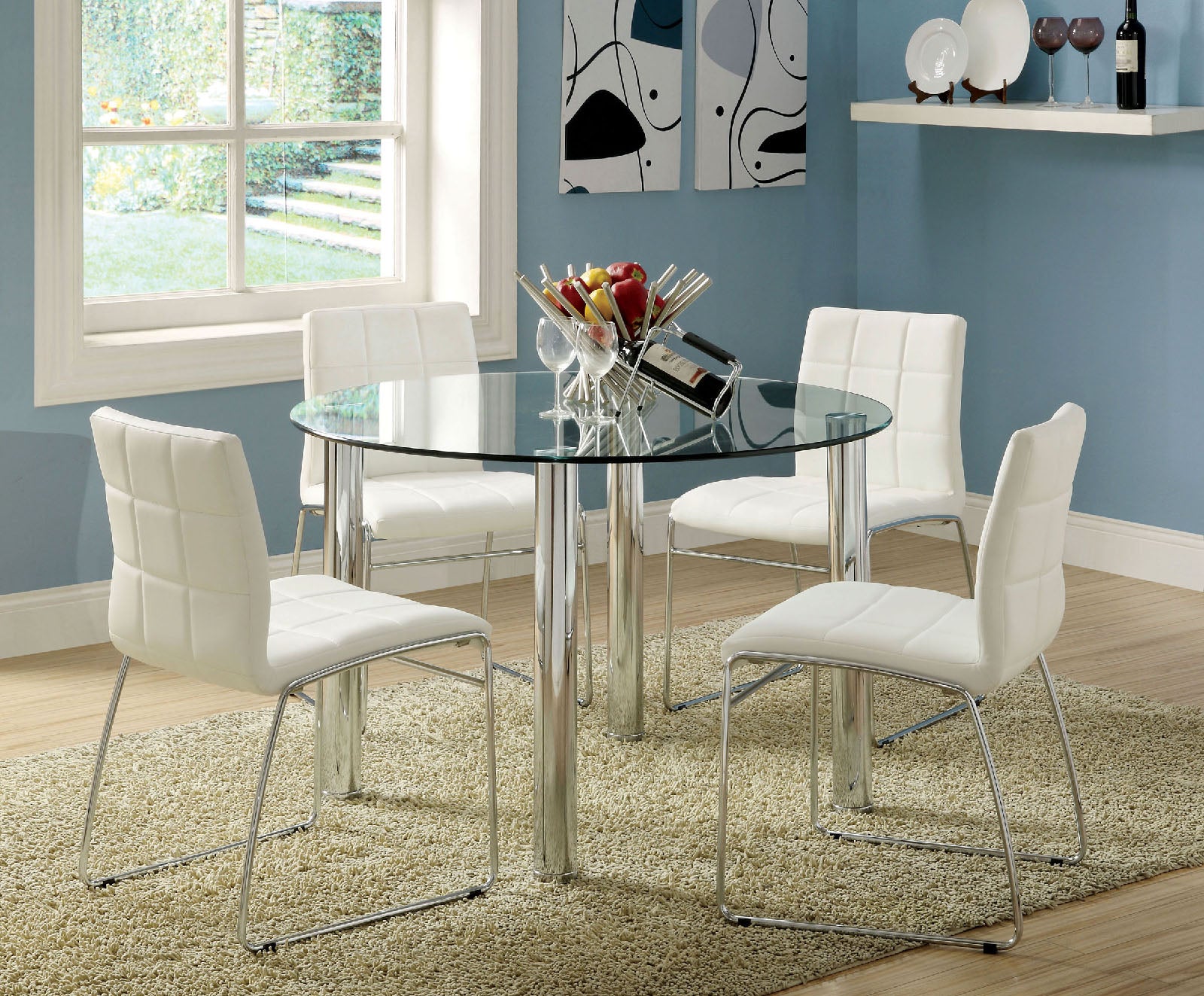 KONA I - 5 Pc. Round Dining Table Set - CM8320T-WH-5PC