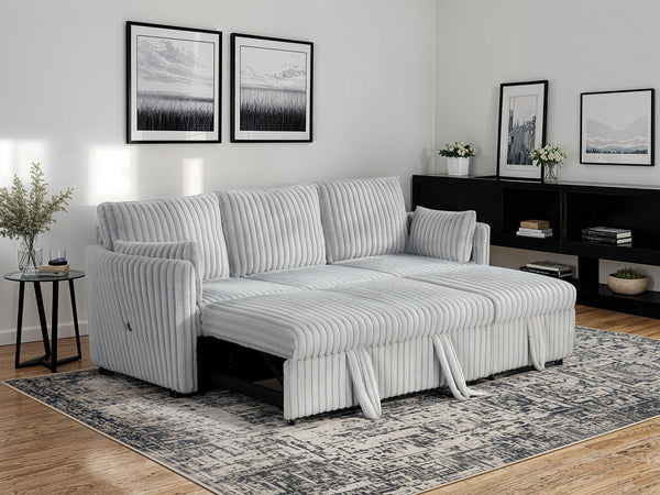 DENHOLME - Sectional w/ Pull Out - SL64002GY-SF-PK