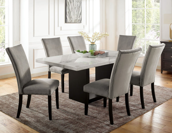 KIAN I - 7 Pc. Dining Table Set (Gray Chairs) - CM3744T-7PC-GY