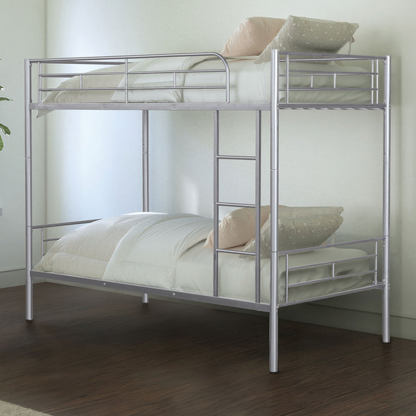 PLUTUS - Twin/Twin Metal Bunk Bed (K/D), Silver - FM-BK900SV-TT