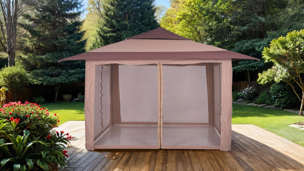 GENOA - Pop Up Gazebo 12' X12', Brown - LA-A022BR