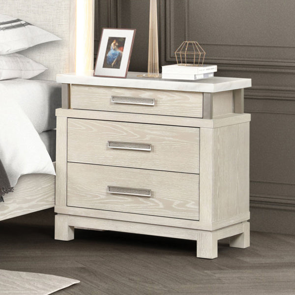 LAFAYETTE - Nightstand w/ Marble Top, Weathered Gray - FM71501GY-N