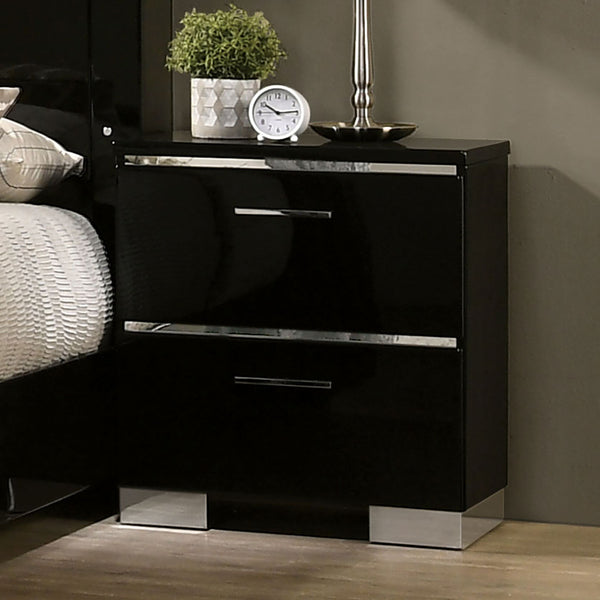 CARLIE - Nightstand w/ USB, Black - FOA7039N