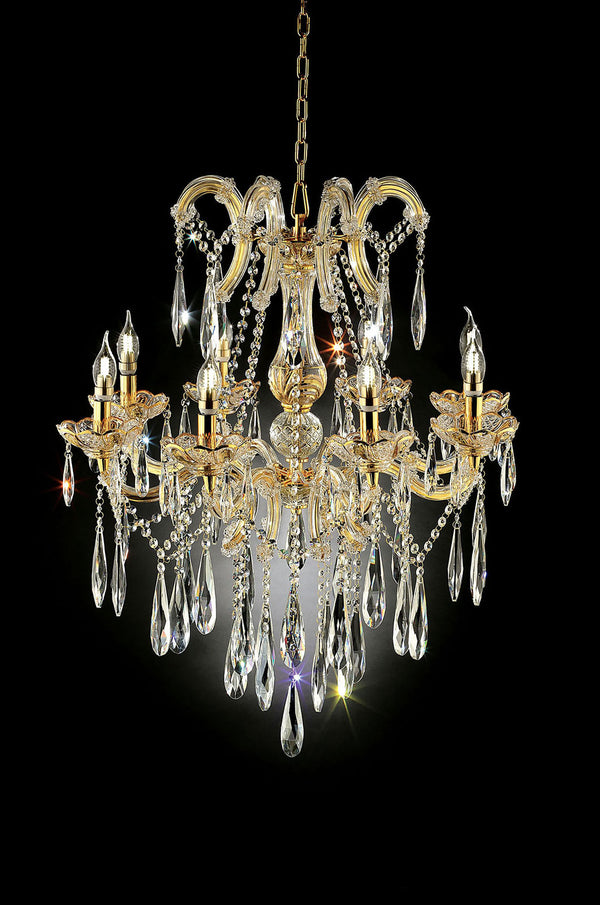 CHRISTIANA - 35"H Gold Ceiling Lamp, Hanging Crystal - L9806H