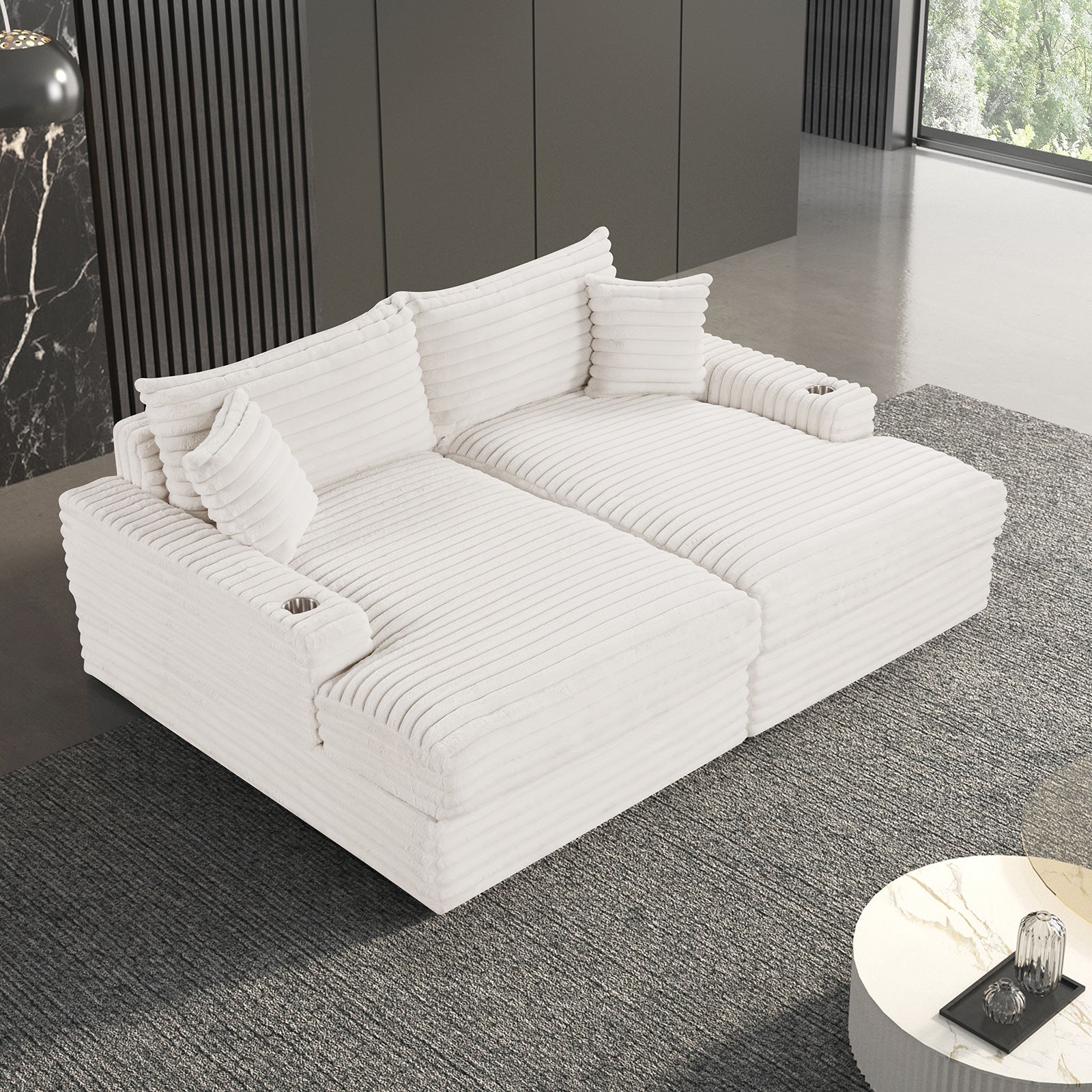 TAVEDESTRAND - Double Chaise Sofa - FM6900WH-PK