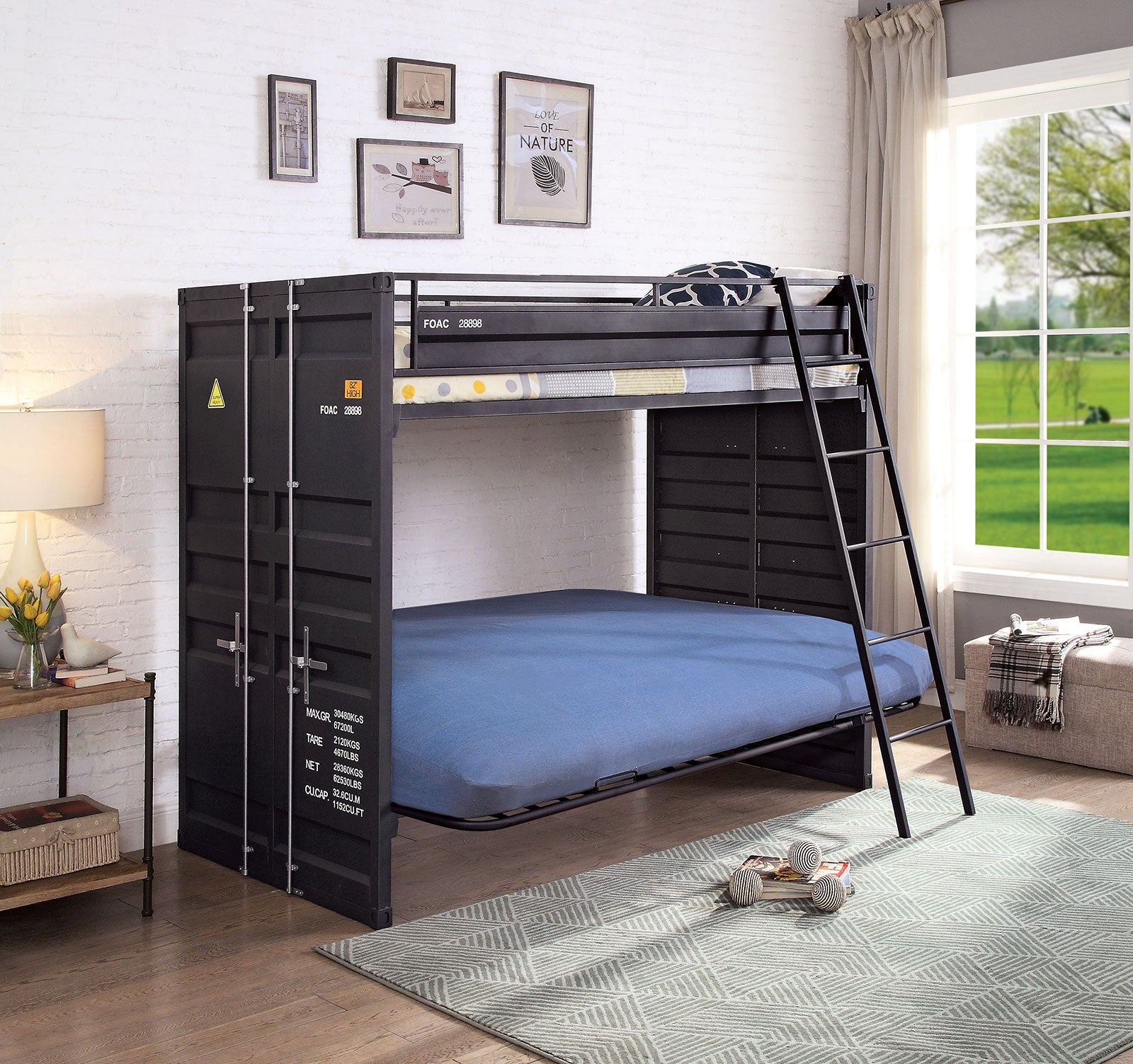 LAFRAY - Twin Bunk Bed w/ Futon Base - FOA-BK652BK-BED