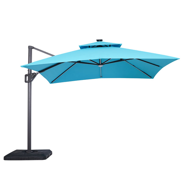 SANO - 10' SQ Umbrella, Double Top, LED Bulb + Control, Teal - LA-A015TL