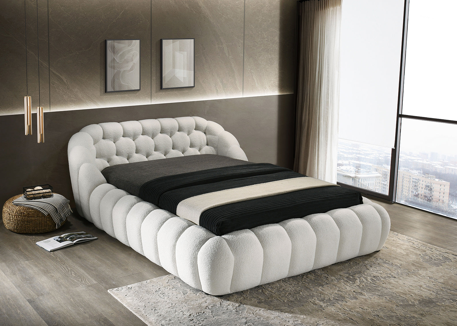 NEWQUAY - Queen Bed, White - FM7260WH-Q-BED
