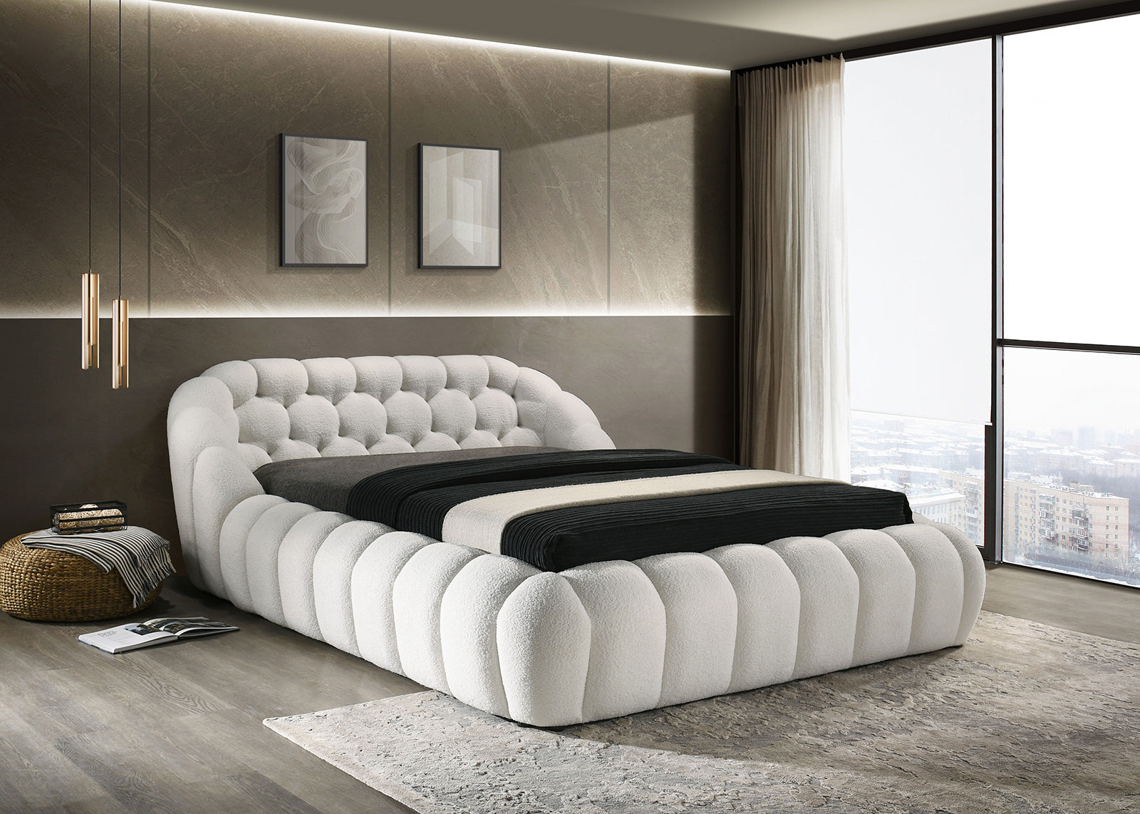 NEWQUAY - Queen Bed, White - FM7260WH-Q-BED