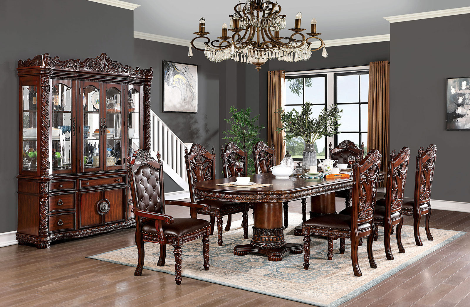 CANYONVILLE - 9 Pc. Dining Table Set (2AC+6SC) - CM3144T-9PC