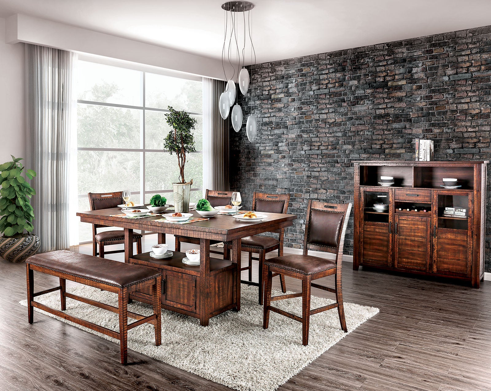 WICHITA - 6 Pc. Counter Ht. Table Set w/ Bench - CM3061PT-6PC
