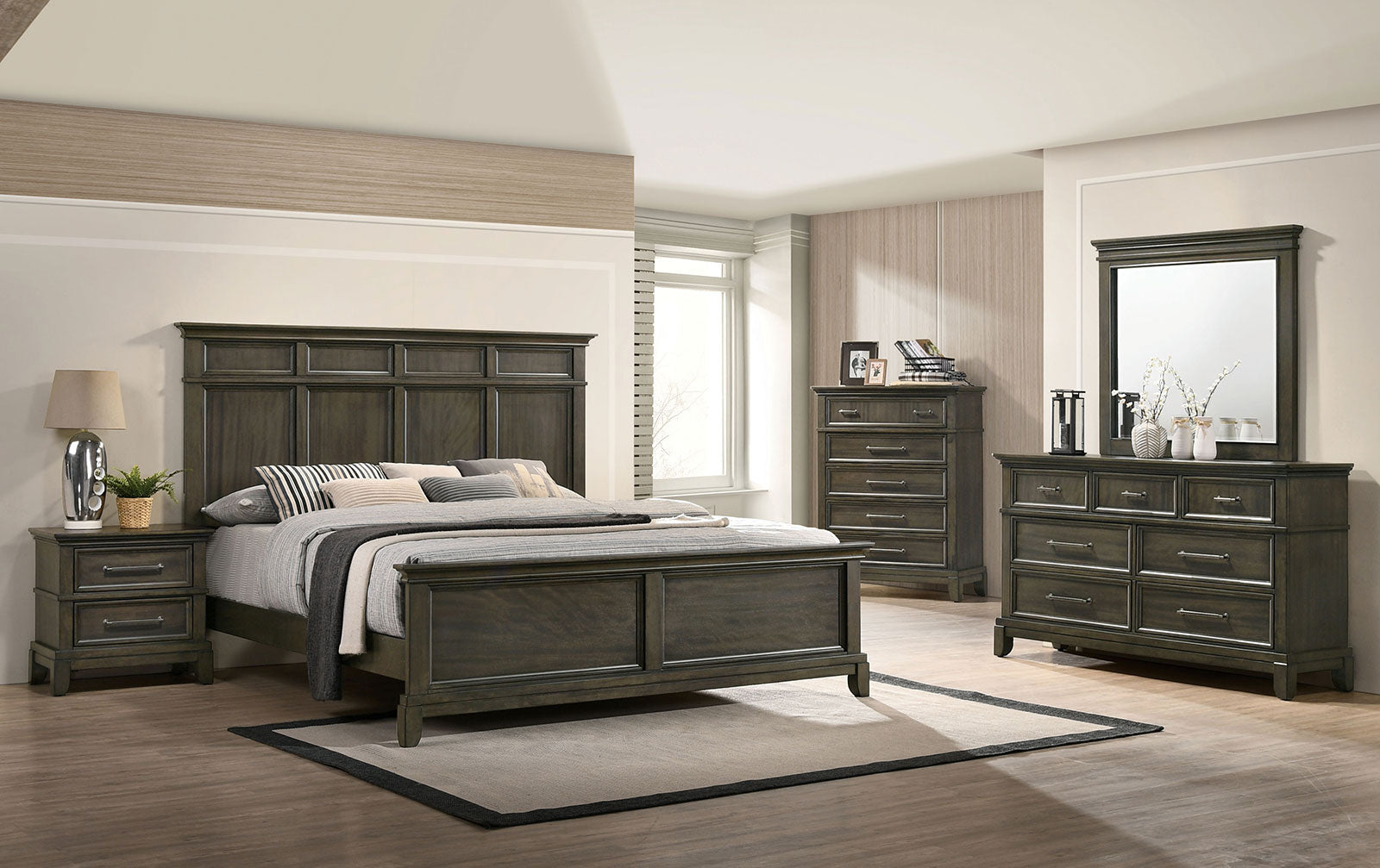 HOUSTON - 4 Pc. Queen Bedroom Set - CM7221GY-Q-4PC