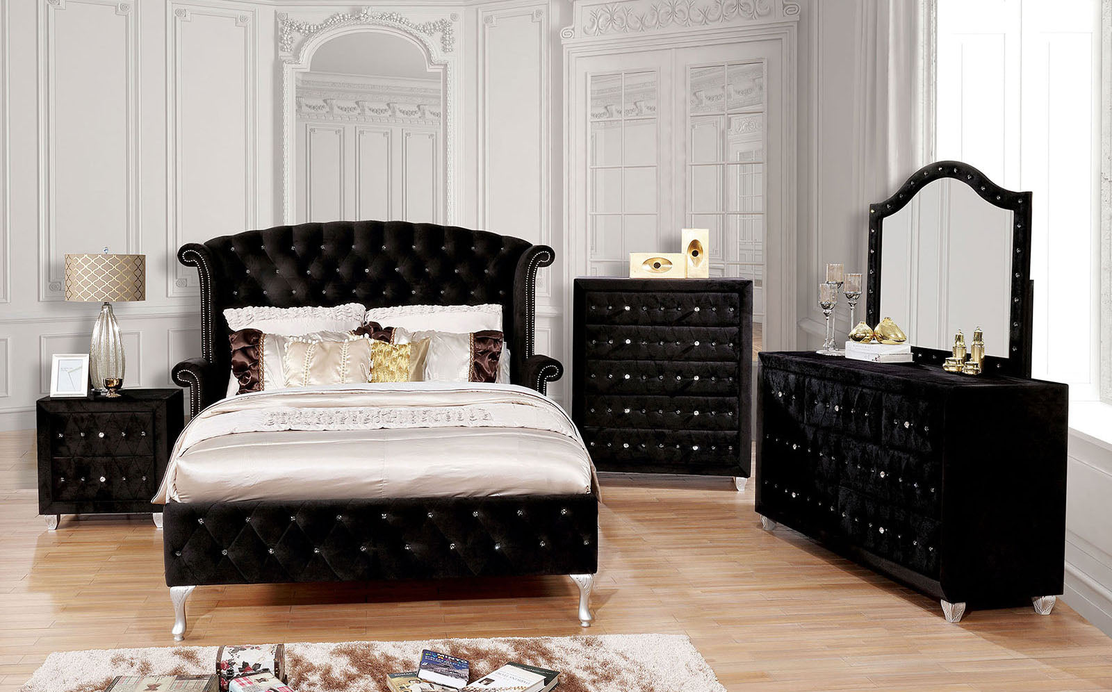 ALZIR - 4 Pc. Queen Bedroom Set - CM7150BK-Q-4PC