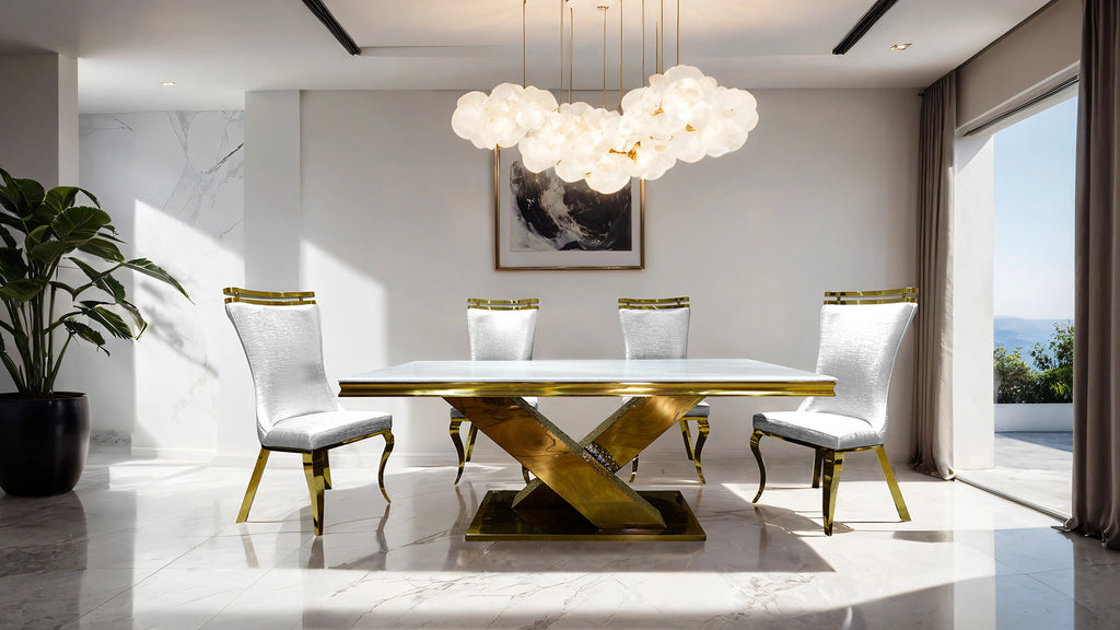 PALAZZO - 6 Pc. Dining Table Set - FM33002GD-T-7PC-11WH